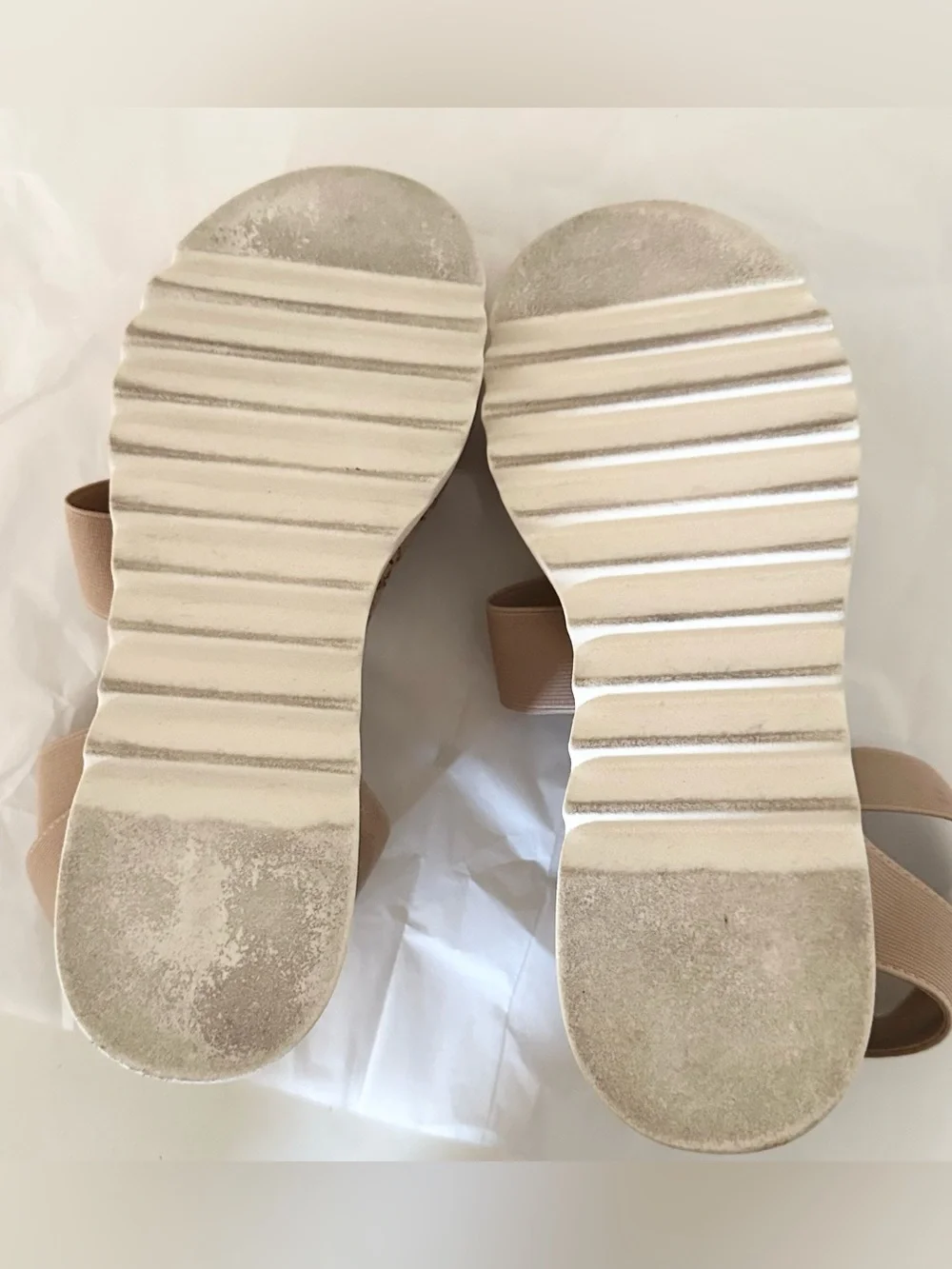 Steve Madden Nude Elastic Strap Espadrille Wedges